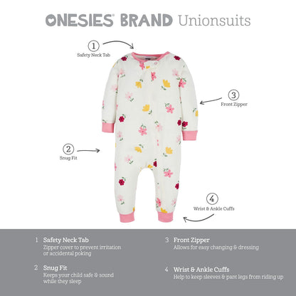 Onesies 3-Pack Snug Fit One-Piece Cotton Pajamas Dormidores para bebés y niños pequeños bebés niñas