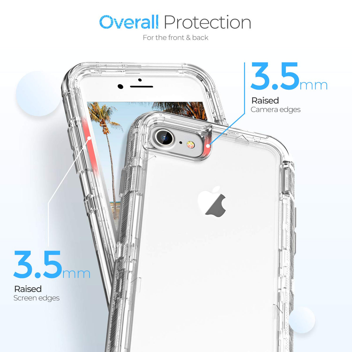 ORIbox - Funda Compatible con iPhone 7 Plus, Compatible con iPhone 8 Plus, Resistente a los Golpes, anticaída, Transparente, Color Transparente