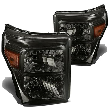 DNA Motoring HL-OH-FSU13-SM-AM Faros Ahumados Ámbar para Ford F-250/F-350/F-450/F-550 Super Duty 11-16