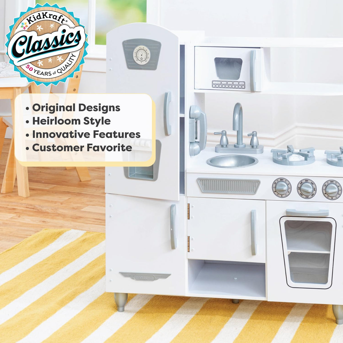 KidKraft Cocina de Juguete Vintage de Madera: Blanca