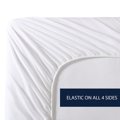 Nautica - Sábana Bajera Ajustable Individual, Ropa de Cama de percal de algodón, decoración Casual para el hogar (Blanco sólido, Individual)
