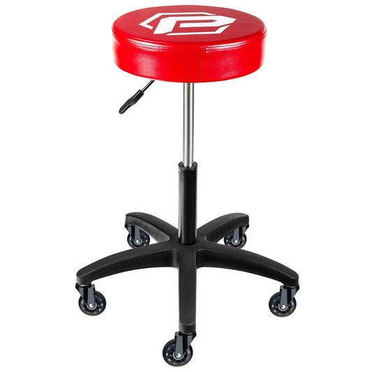 Powerbuilt Rolling Shop Taburete con Altura Ajustable, Asiento de Garaje mecánico con Acolchado - 240250, Rojo