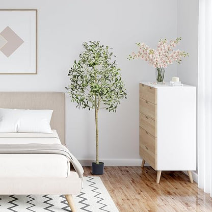 VEVOR Olivo Artificial, 1,5 m de Altura, Material de Polietileno Seguro y protección antivuelco, Planta de bajo Mantenimiento, árbol Artificial Verde Realista en Maceta para decoración de Interiores