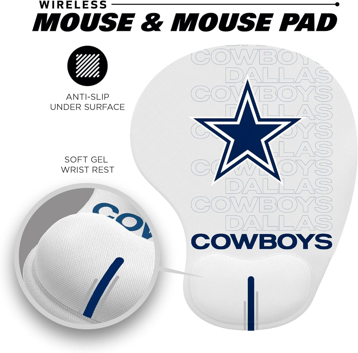 SOAR NFL - Alfombrilla inalámbrica para Mouse y Mouse (New England Patriots)