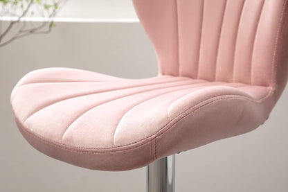 Roundhill Furniture Ellston - Taburetes giratorios de Terciopelo Ajustables en Color Rosa, Juego de 2