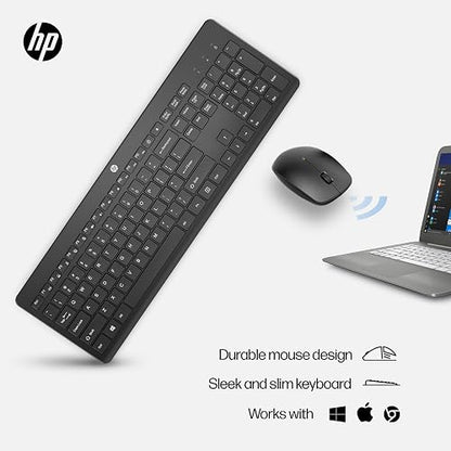 HP, Kit Teclado y Mouse Inalámbricos, Modelo: Combo Wireless 230, Teclado y Mouse Portátiles, Conectividad Inalámbrica de hasta 10 Metros, 2,4 GHz, Color: Negro.