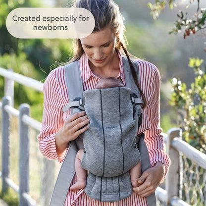 BabyBjörn Canguro Portabebé Mini, Jersey 3D, Gris claro