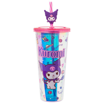 Silver Buffalo Taza Fría Garfield con Tapa y Popote, 24 oz - Kuromi iridiscente