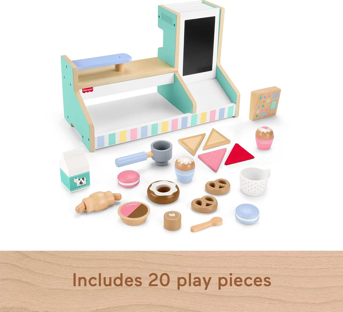 Fisher-Price Juguete para Bebés Set Mi Primer Cafetería de Madera para niños de 3 años en adelante
