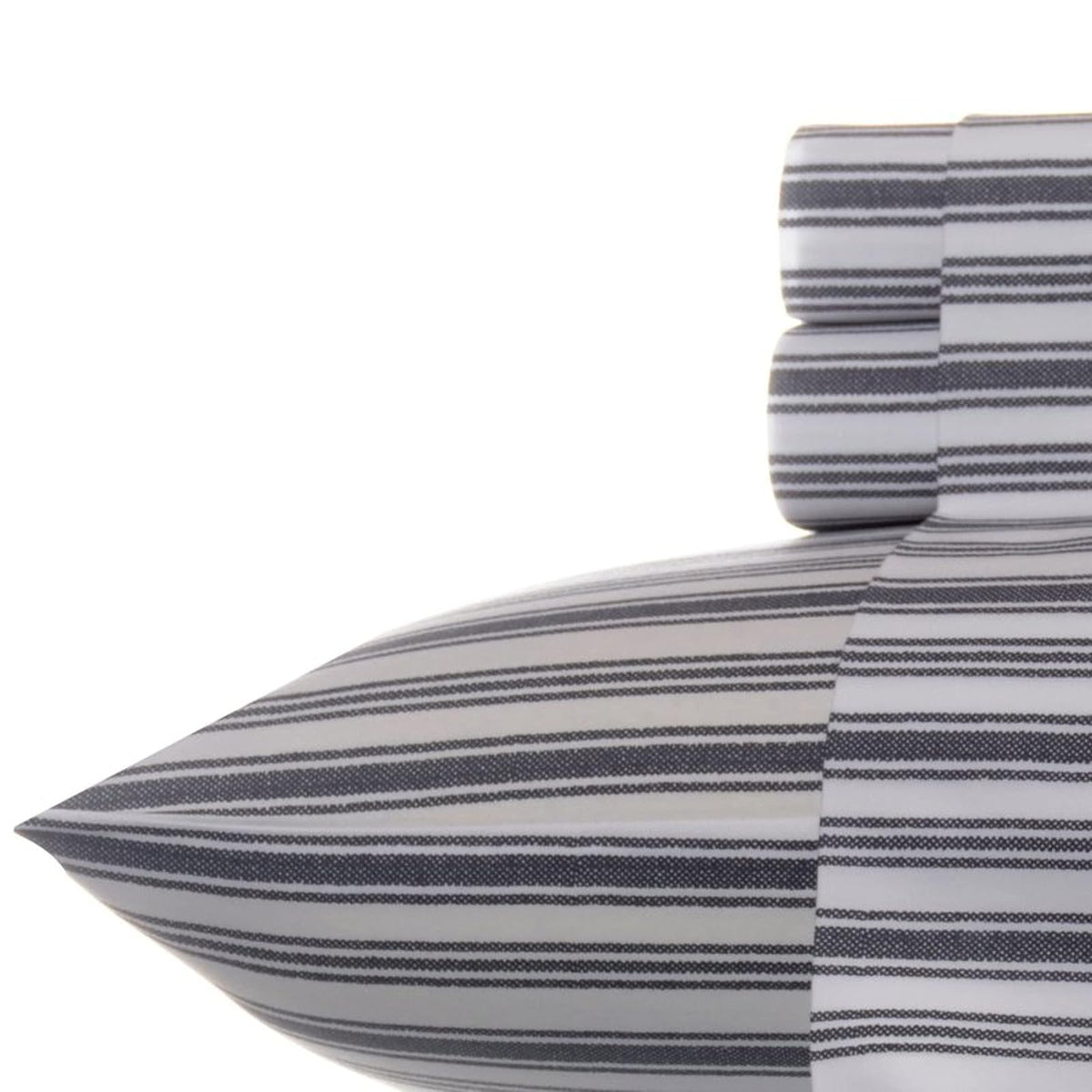 Nautica Juego de Sábanas de Percal 100% Algodón - Coleridge Stripe Charcoal - Individual