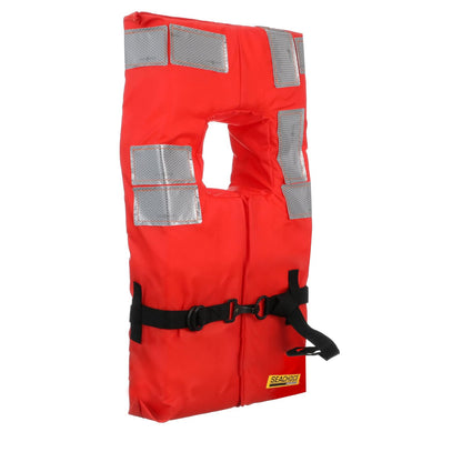 SEACHOICE Chaleco Comercial Offshore Tipo I, Naranja Fluorescente, Paneles Reflectantes