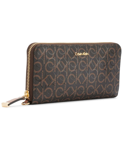Calvin Klein Cartera Saffiano Continental con cremallera alrededor con correa para la muñeca