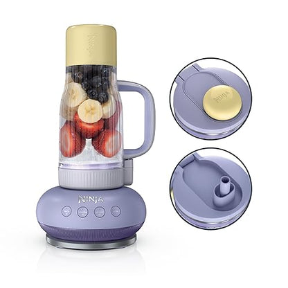 Ninja BlendBOSS Licuadora Portátil 1200W Vaso 770ml Morado DB351PR | 1200W Tritura Hielo en Nieve | Vaso 770ml Hermético al 100% | Boquilla + Popote | Auto-iQ