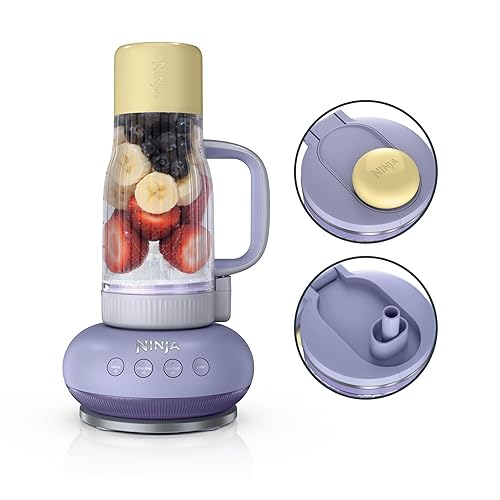 Ninja BlendBOSS Licuadora Portátil 1200W Vaso 770ml Morado DB351PR | 1200W Tritura Hielo en Nieve | Vaso 770ml Hermético al 100% | Boquilla + Popote | Auto-iQ