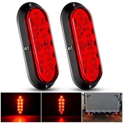 Nilight - Luz trasera LED ovalada de 6 pulgadas, color rojo y ámbar para remolque, 6 unidades, señales de giro de freno de parada a prueba de agua, luces de marcha atrás para camión, RV, barco, autobús, camión, caravana, 2 años de garantía - Tornillos de 