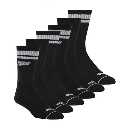 PUMA Calcetines Crew para Hombre (Paquete de 6) - 10-13 - Detalle negro - gris