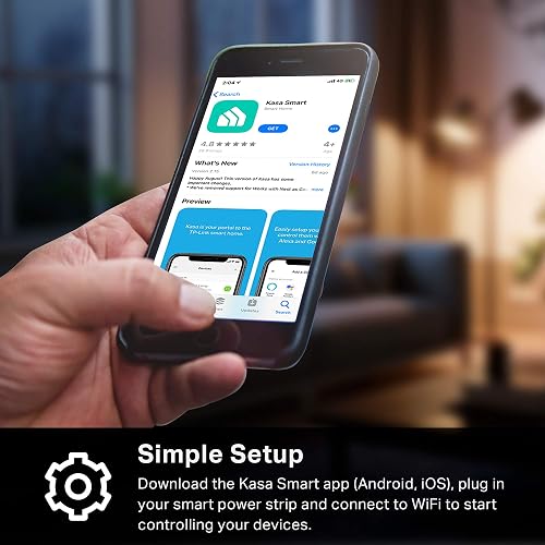 Kasa Smart Enchufe KP303, Protector de sobretensiones con 3 Tomas Inteligentes controladas Individualmente y 2 Puertos USB, Funciona con Alexa y Google Home, no Requiere concentrador, Color Blanco