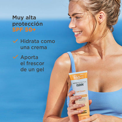 ISDIN Fotoprotector Gel Cream SPF 50+, Protector Solar Corporal refrescante e hidratante, Ideal para toda la familia, 250 ml + Fusion Water Urban SPF 30, Protector Solar Facial, 50ml