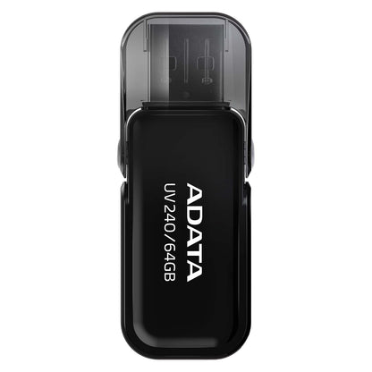 ADATA 64 GB Memoria Flash USB 2.0 con Tapa Retráctil Color Negro (Modelo UV240)
