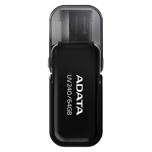 ADATA 64 GB Memoria Flash USB 2.0 con Tapa Retráctil Color Negro (Modelo UV240)