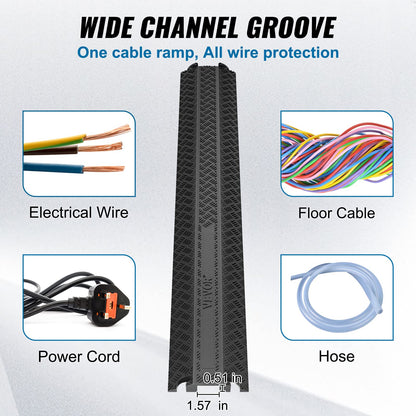 VEVOR Pasacables Suelo Rampa De Cable 2 Piezas 39 en Speed Bumps 2000 lbs Cable Protector Rampa Drop Over Cable Cover