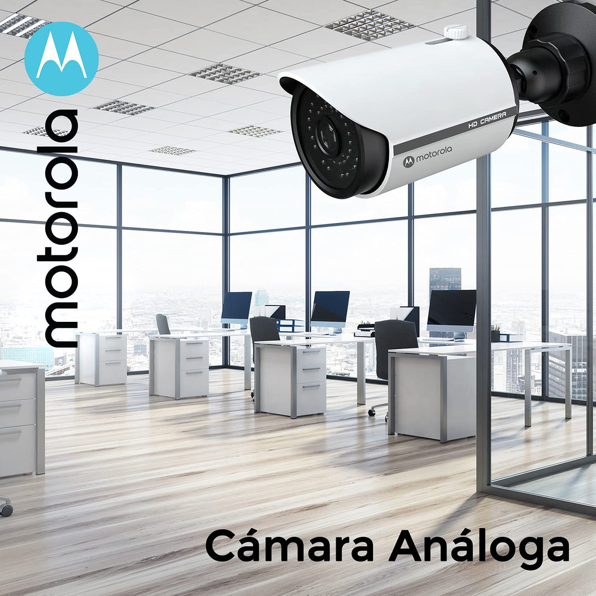 Cámara Motorola Analógica Bala 2MP Lente Varifocal Manual 2.8~12mm, IR40m, IP66 (TVI, CVI, AHD, CVBS)
