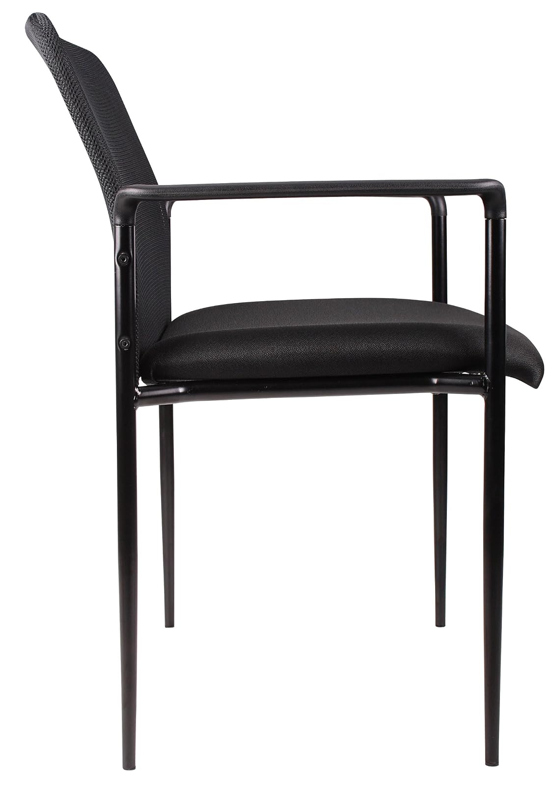 Boss B6909-BK Mesh Back and Crepe Seat Stacking with Arm 1 Unit Guest Chair, Black