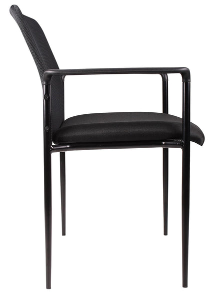 Boss B6909-BK Mesh Back and Crepe Seat Stacking with Arm 1 Unit Guest Chair, Black