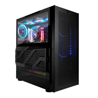 GAME FACTOR Gabinete Gamer ATX Csg800 Full Tower con Vidrio Templado hasta 10 Ventiladores USB 3.0 Panel Magnético Filtros Antipolvo