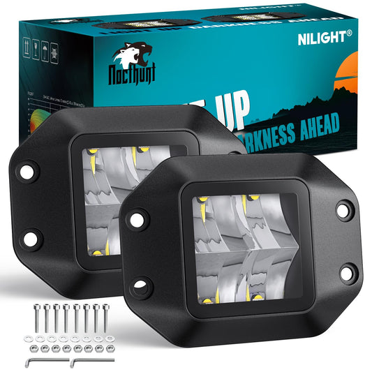 Nilight Luces LED de Montaje Empotrado 4.7 Pulgadas, 25W, Blanco 5700K | Parachoques Offroad Driving Backup Luz de trabajo inversa para camión, tractor, ATV, UTV, motocicleta, 4x4