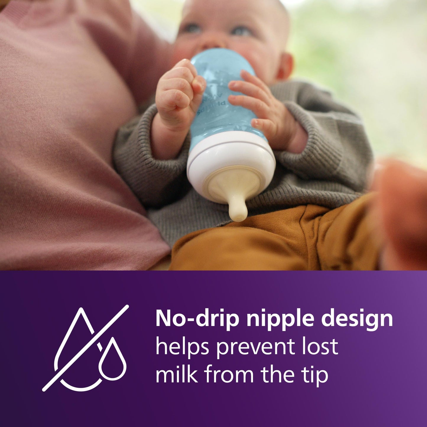 Philips Avent Biberón Natural Response con válvula anticólicos, color azul, 9 oz/260 ml, 1 ml+, Flujo 3 Medio. 4 piezas, SCY903/24
