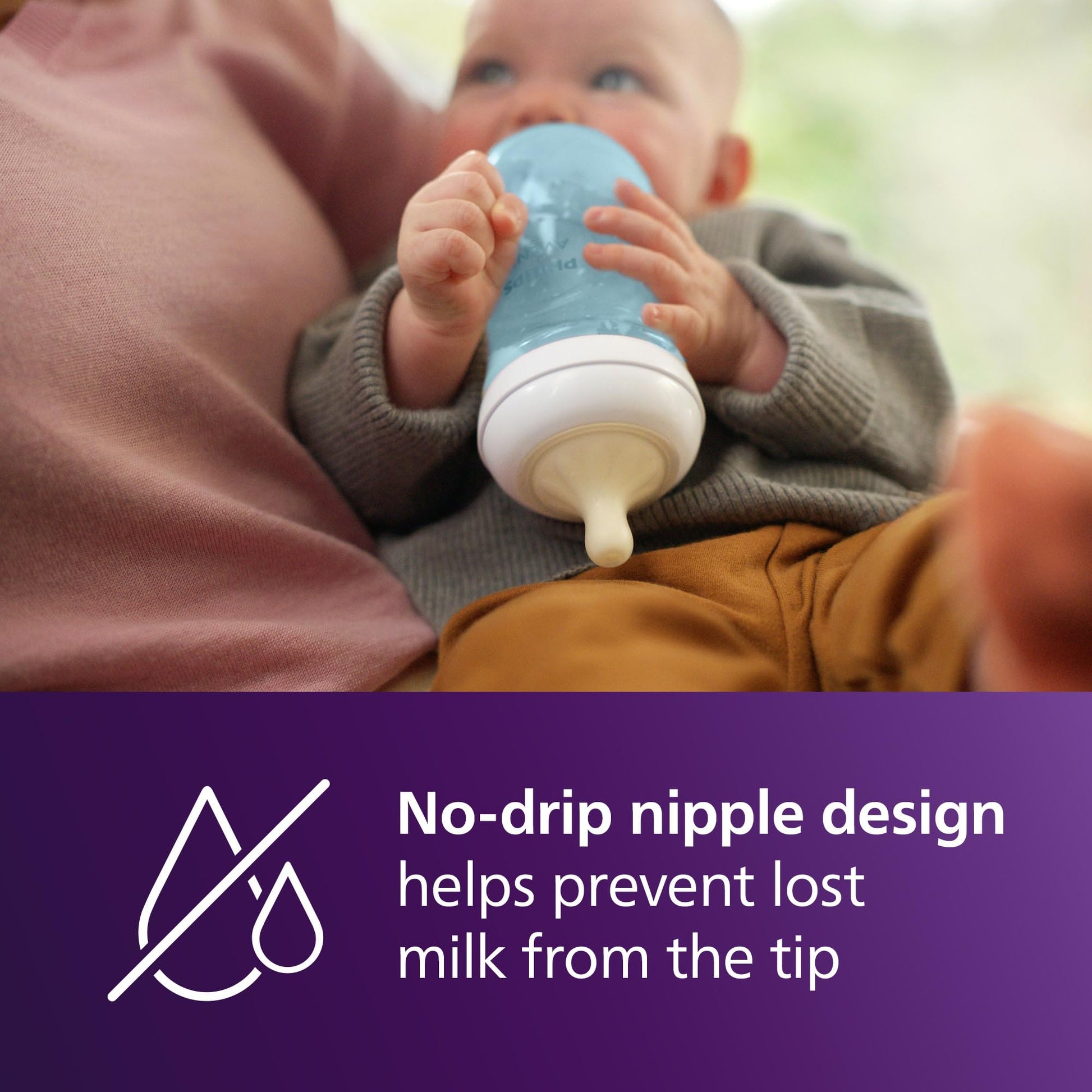 Philips Avent Biberón Natural Response con válvula anticólicos, color azul, 9 oz/260 ml, 1 ml+, Flujo 3 Medio. 4 piezas, SCY903/24