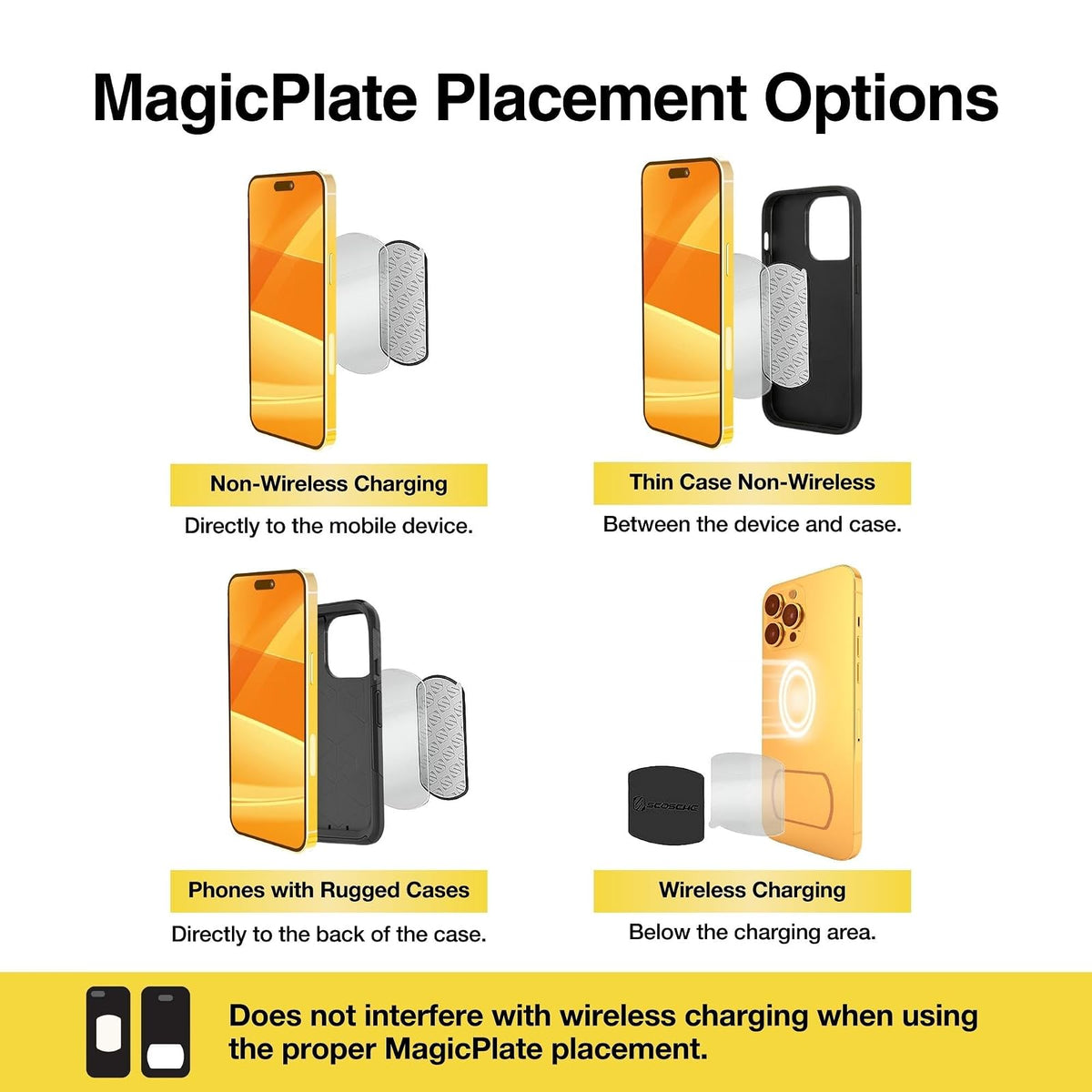 SCOSCHE MWSM2PK-UB MagicMount™ Soporte Universal magnético para Celular/navegador GPS de Ventosa de succión para Auto, casa u Oficina, 2 por Paquete, Base para el Tablero, Negro/Plateado
