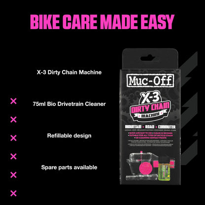 Muc-Off X-3 Máquina de Limpieza de Cadena de Bicicleta con Botella de Limpiador de 75 ml, Amarillo, 277US