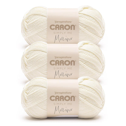 Caron Simply Me Estambre Mezcla de Merino, Paquete de 3 - Heirloom White