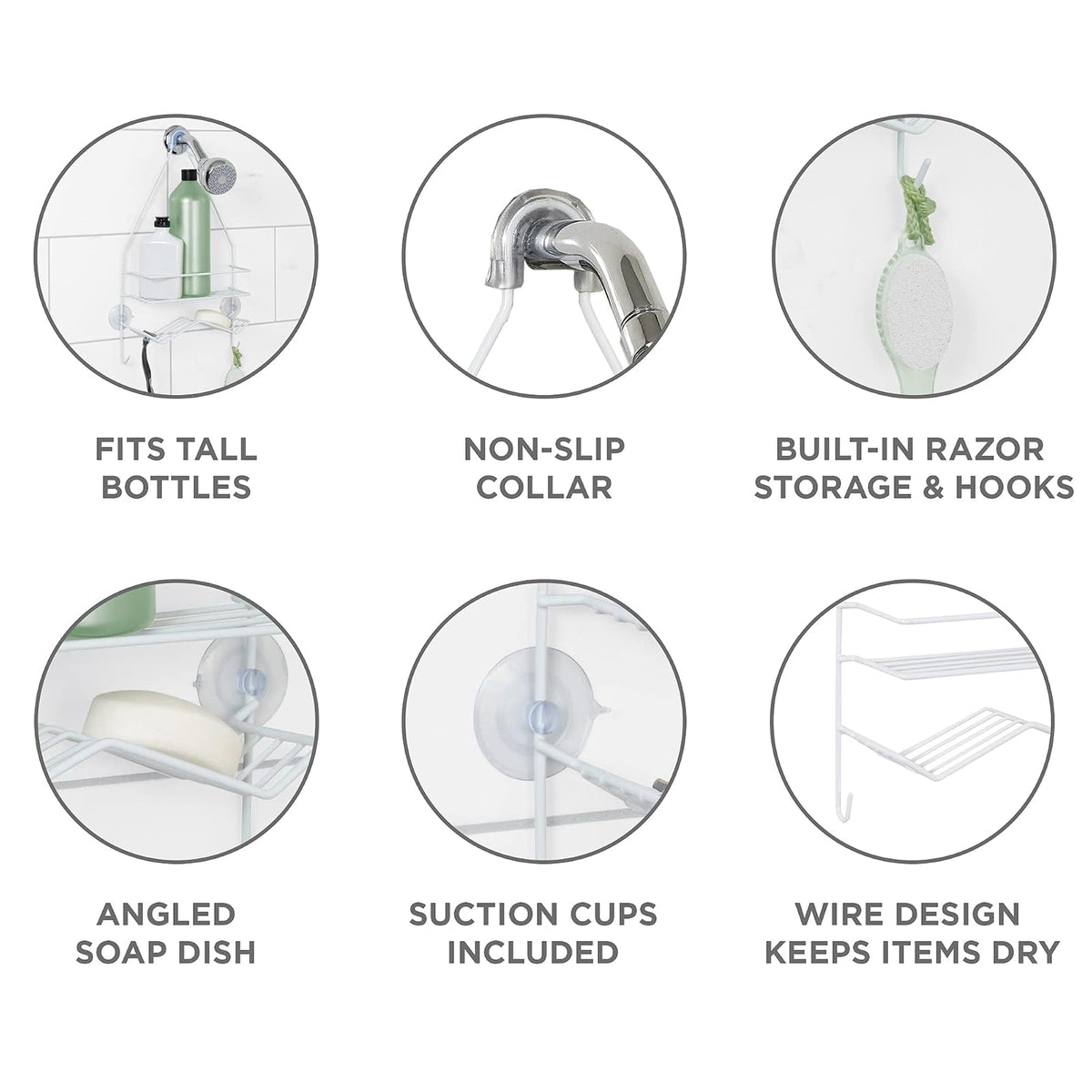 Zenna Home Zenna HomeOver The Shower - 2 estantes, Color Blanco, 2 estantes, Color Blanco