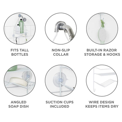 Zenna Home Zenna HomeOver The Shower - 2 estantes, Color Blanco, 2 estantes, Color Blanco