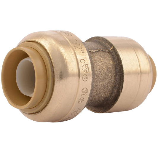 SharkBite - Acoplamiento reductor de 3/8 pulgadas (diámetro exterior de 1/2 pulgadas) x 1/2 pulgadas, ajuste de fontanería de latón, tubería PEX, cobre, CPVC, PE-RT, HDPE, U009LFA