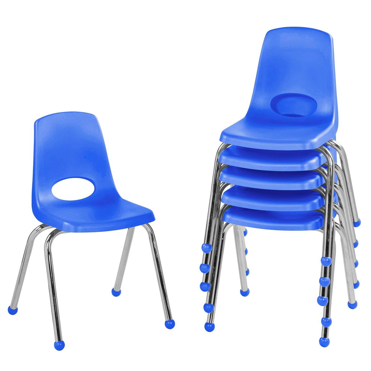 Factory Direct Partners FDP Silla Apilable Escolar 14 Pulgadas, Set de 6 - Azul - 40.64 cm - Deslizadores de bolas - Silla