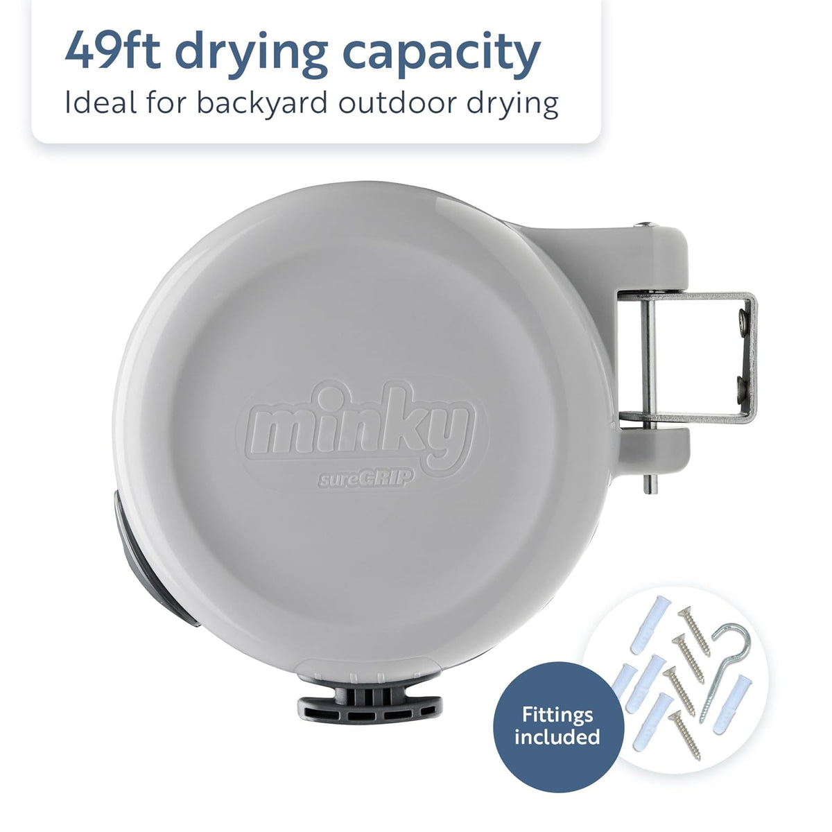 Minky Homecare - Tendedero retráctil para exteriores, 49 pies, gris