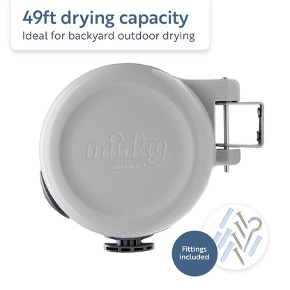 Minky Homecare - Tendedero retráctil para exteriores, 49 pies, gris