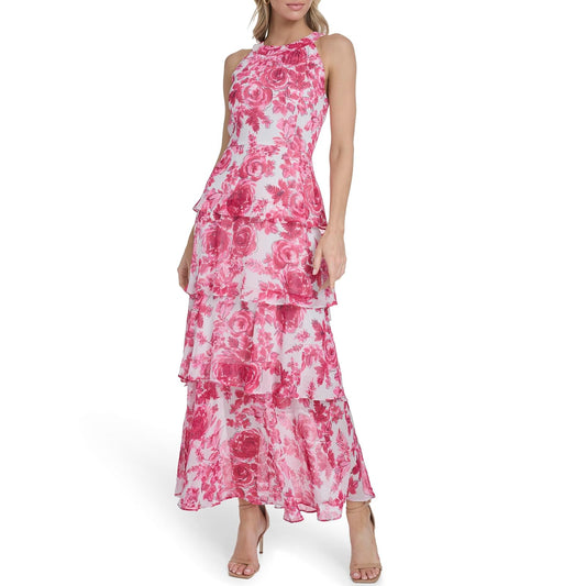 Tommy Hilfiger Sleeveless Halter Neck Tiered Maxi Dress Vestido Mujer