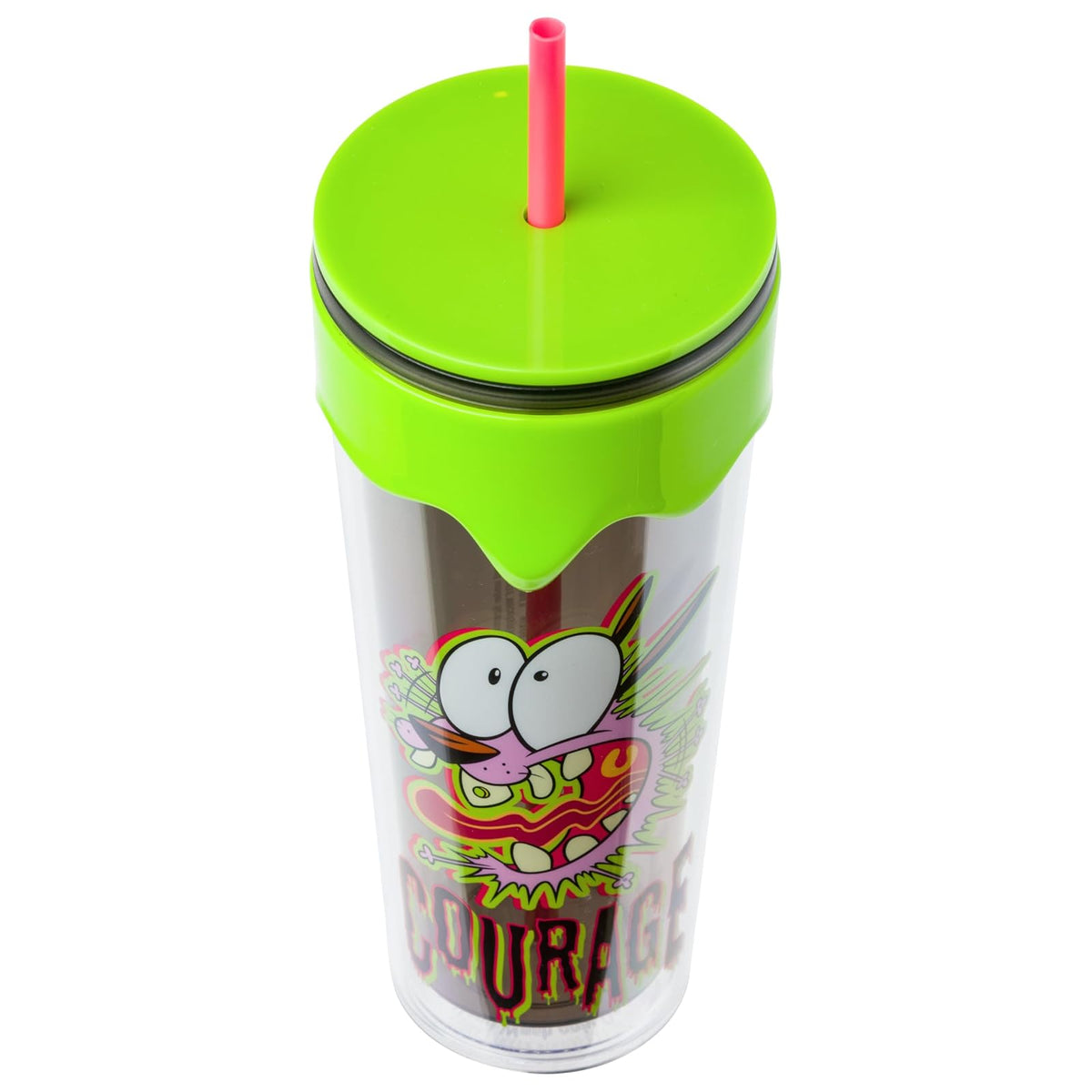 Silver Buffalo Courage The Cowardly Dog Scared Courage - Vaso de plástico para goteo de 26 onzas