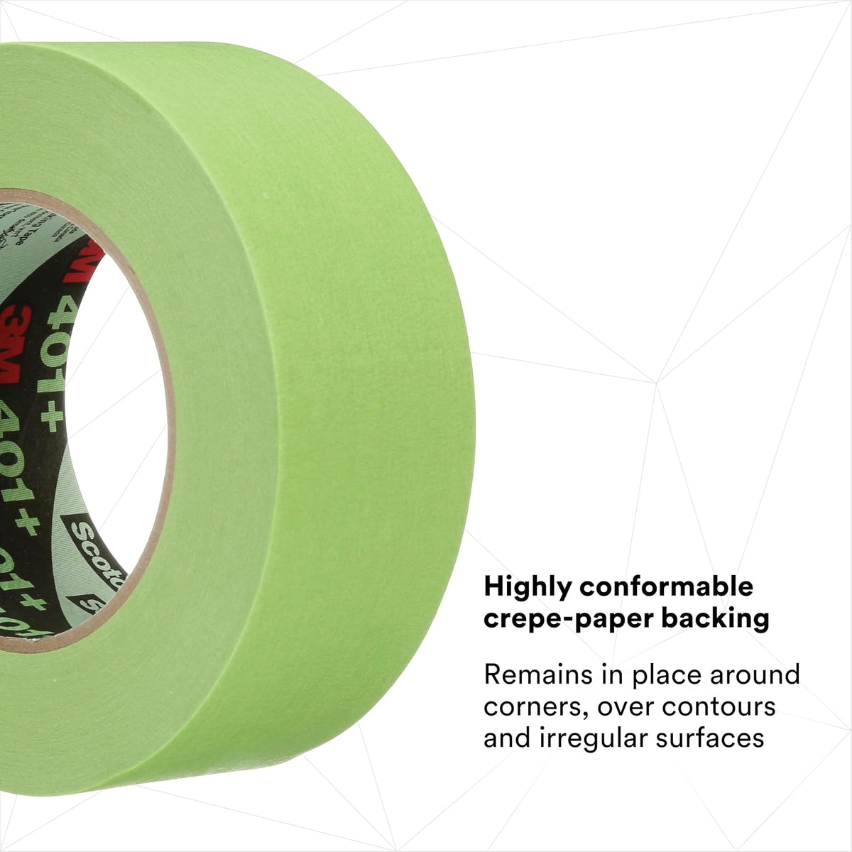 3M High Performance Green Masking Tape 401+, 48 mm x 55 m (Case of 12)