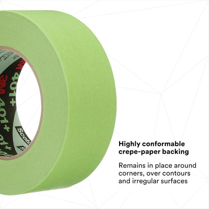 3M High Performance Green Masking Tape 401+, 48 mm x 55 m (Case of 12)