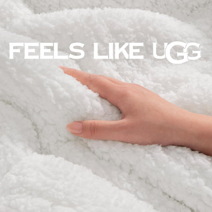 UGG Nita - Manta Suave Reversible de Felpa para sofá o Cama, acogedora Manta cálida y esponjosa para Sala de Estar o Bonita decoración de recámara, Lavable alternativamente, 50 x 70 Pulgadas, Nieve
