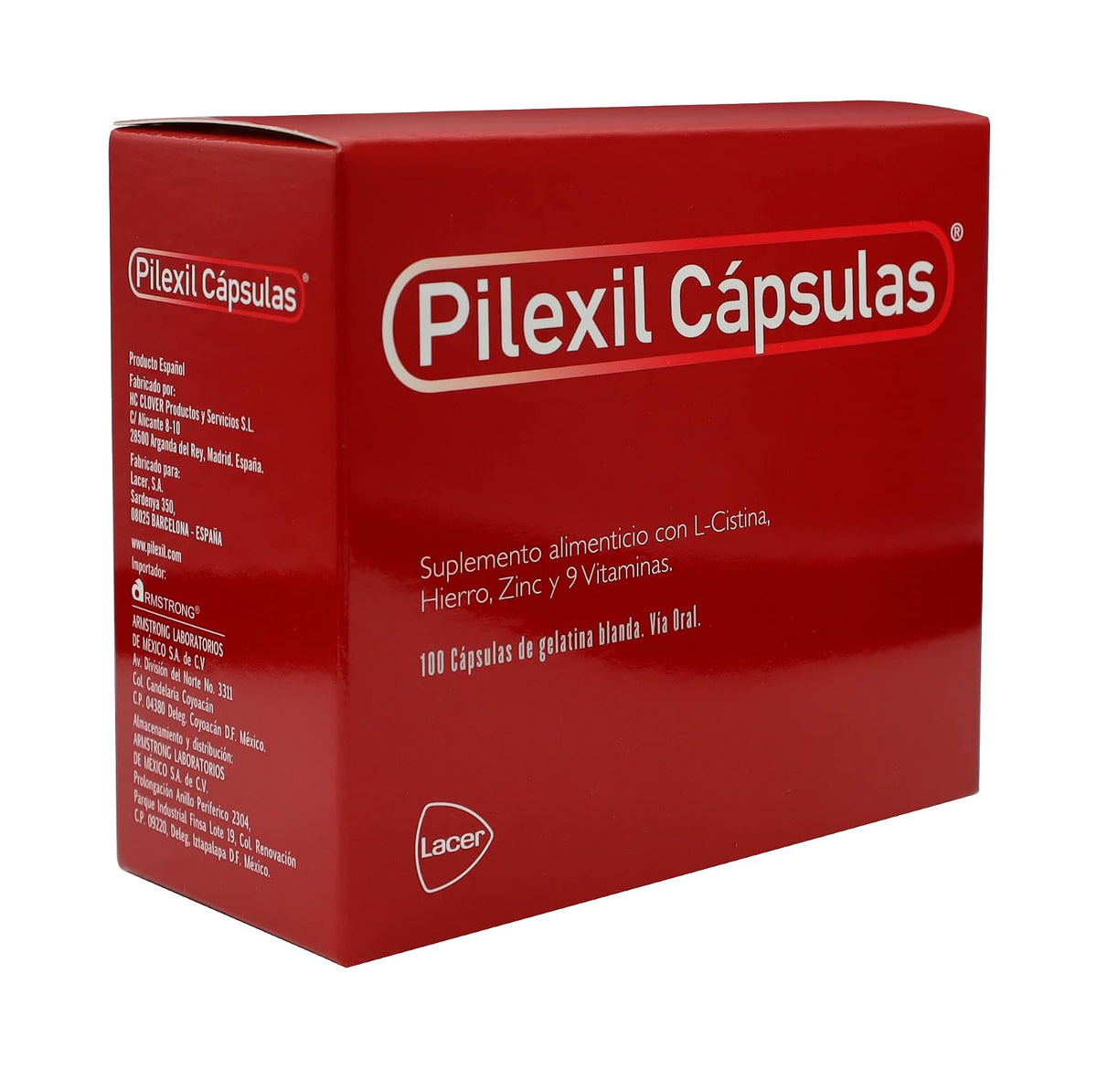 Pilexil Cápsulas de Gelatina Blanda caja c/100 | Detiene caída de pelo, fortalece, L-Cisitina, Hierro, Zinc, 9 vitaminas