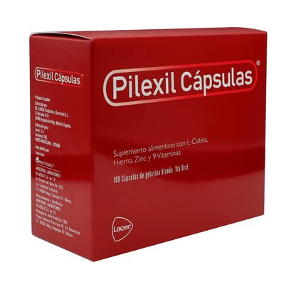 Pilexil Cápsulas de Gelatina Blanda caja c/100 | Detiene caída de pelo, fortalece, L-Cisitina, Hierro, Zinc, 9 vitaminas