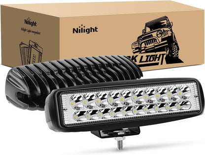 Nilight - 2 cápsulas LED de 6 Pulgadas, 60 W, Barra de luz de 3000 LM, Luces de conducción antiniebla, Todoterreno, 12 V/24 V, para Camiones, Jeep UTV, ATV, Barco, Golf, remolques - 2PCS 60W Spot Lights