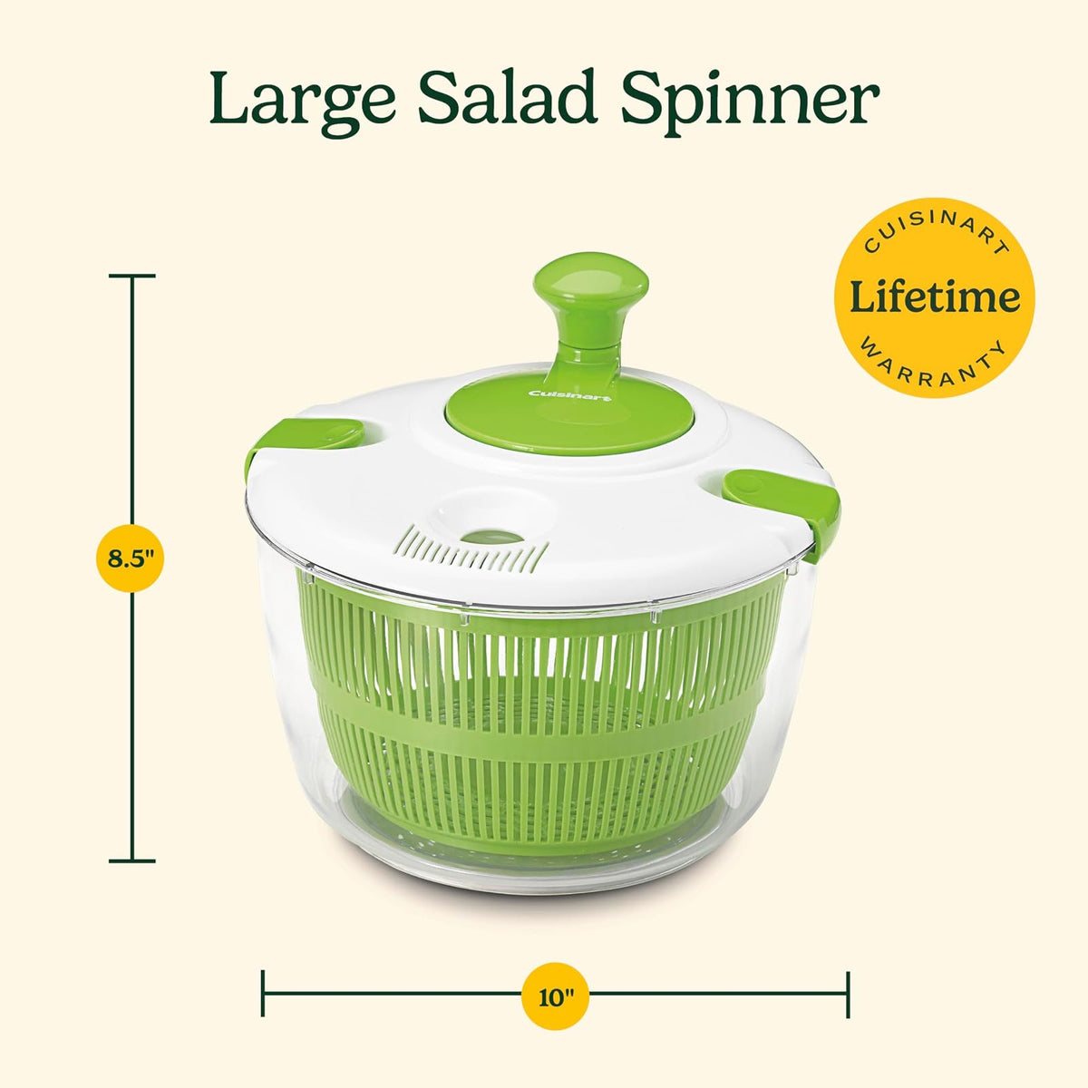 Cuisinart - Spinner grande para ensalada, lavar, centrar y secar ensalada, frutas y verduras, 5 cuartos de galón, CTG-00-SAS1